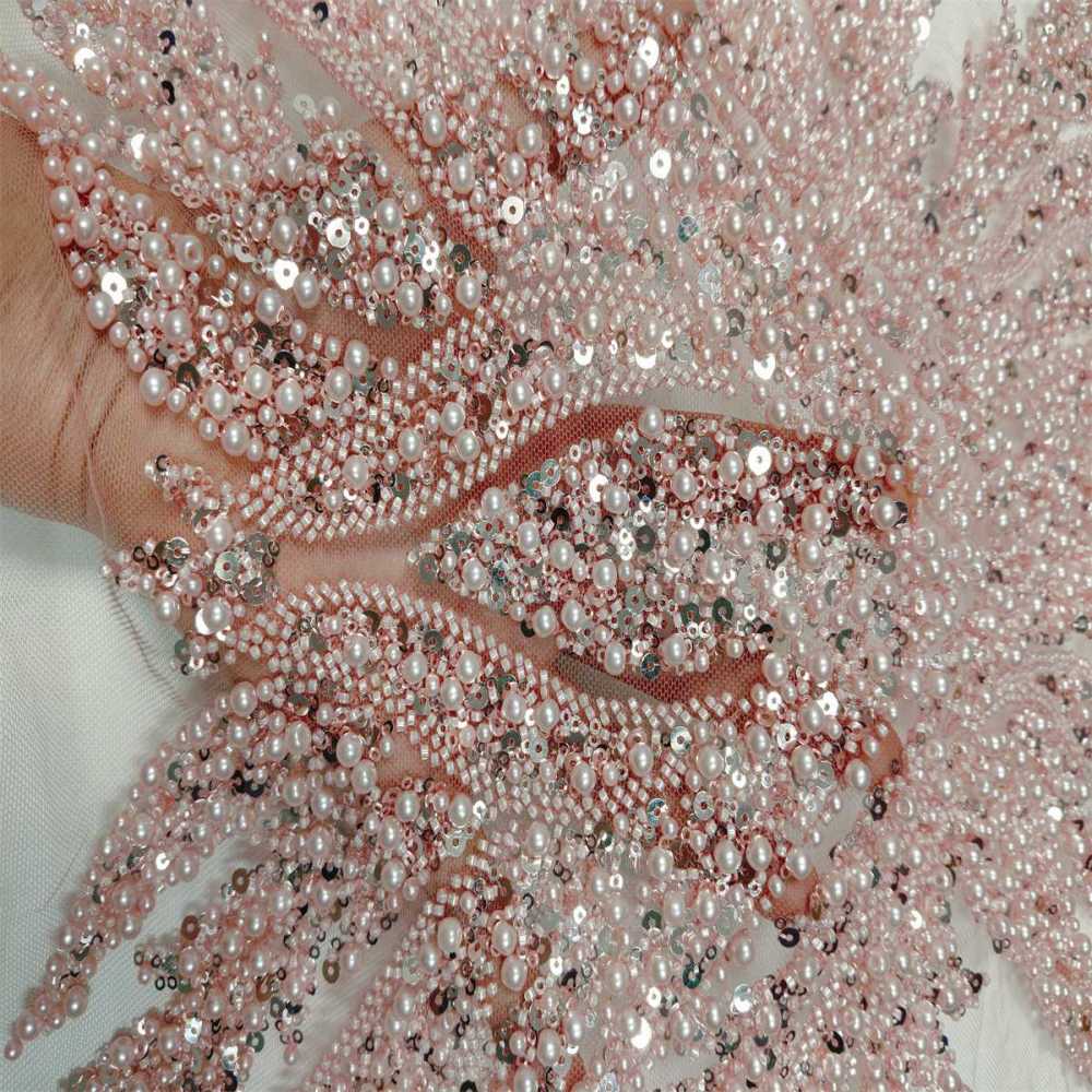 5 Yards Beaded Mesh Fabric, Beaded Tulle Fabric with Beads, Pearls & Sequins | Love in Lace | NO. JLT075
