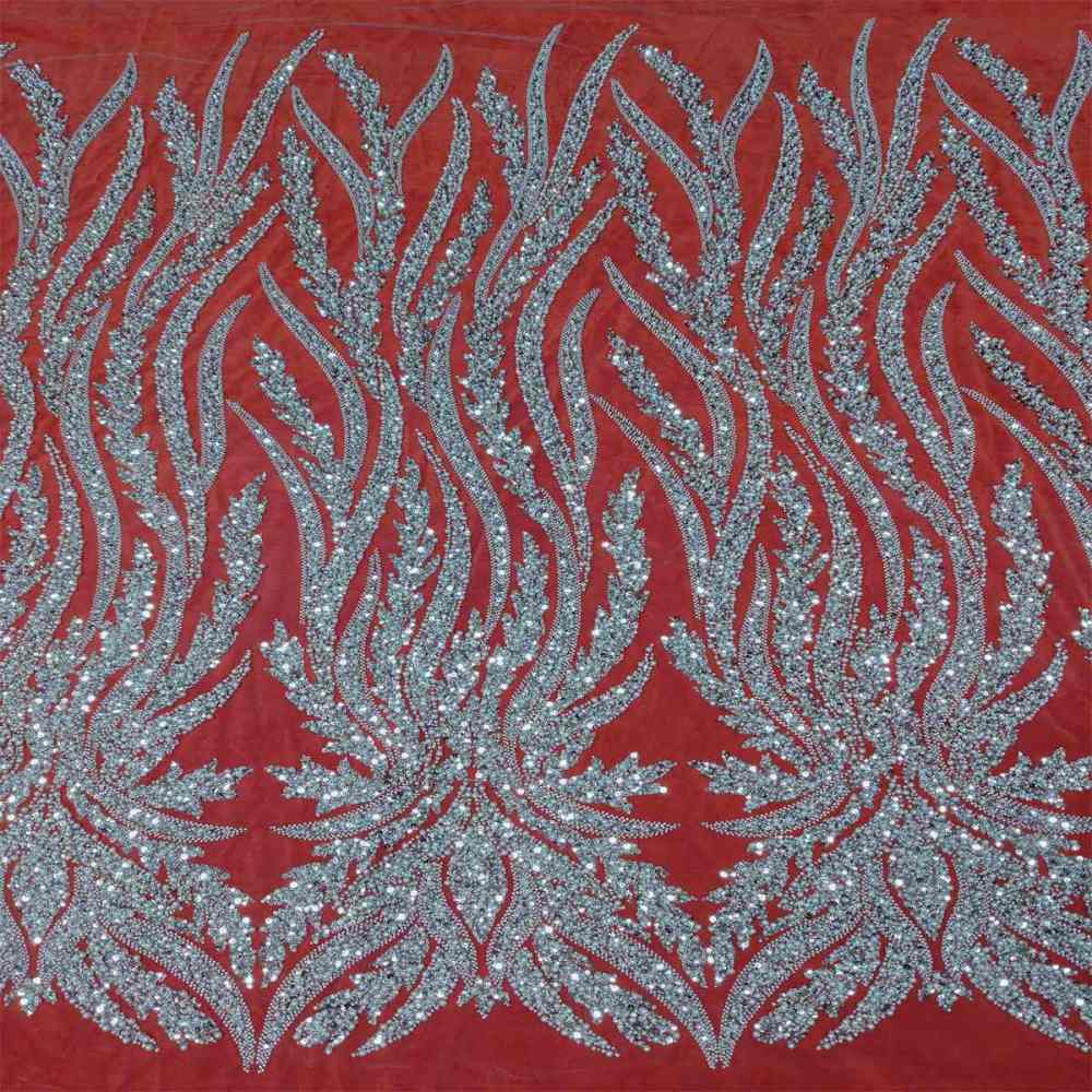 5 Yards Beaded Mesh Fabric, Beaded Tulle Fabric with Beads, Pearls & Sequins | Love in Lace | NO. JLT075