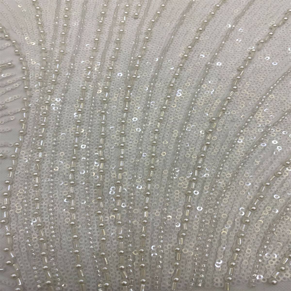 1 Yard Pearl Beaded Bridal Lace Fabric – Luxury Wedding Gown and Bridal Dress Material