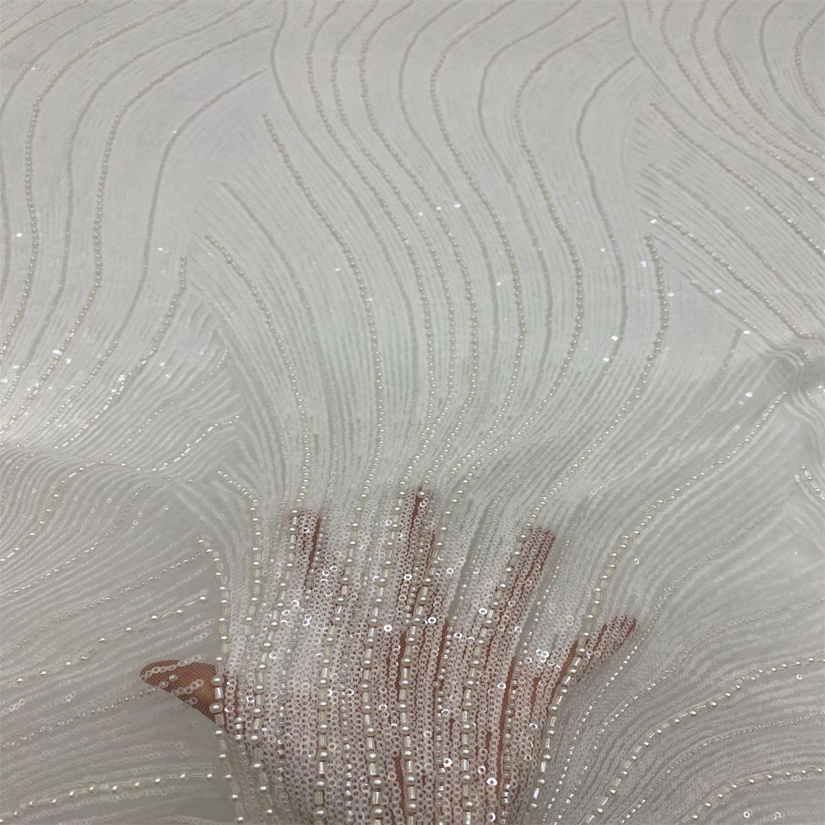 1 Yard Pearl Beaded Bridal Lace Fabric – Luxury Wedding Gown and Bridal Dress Material