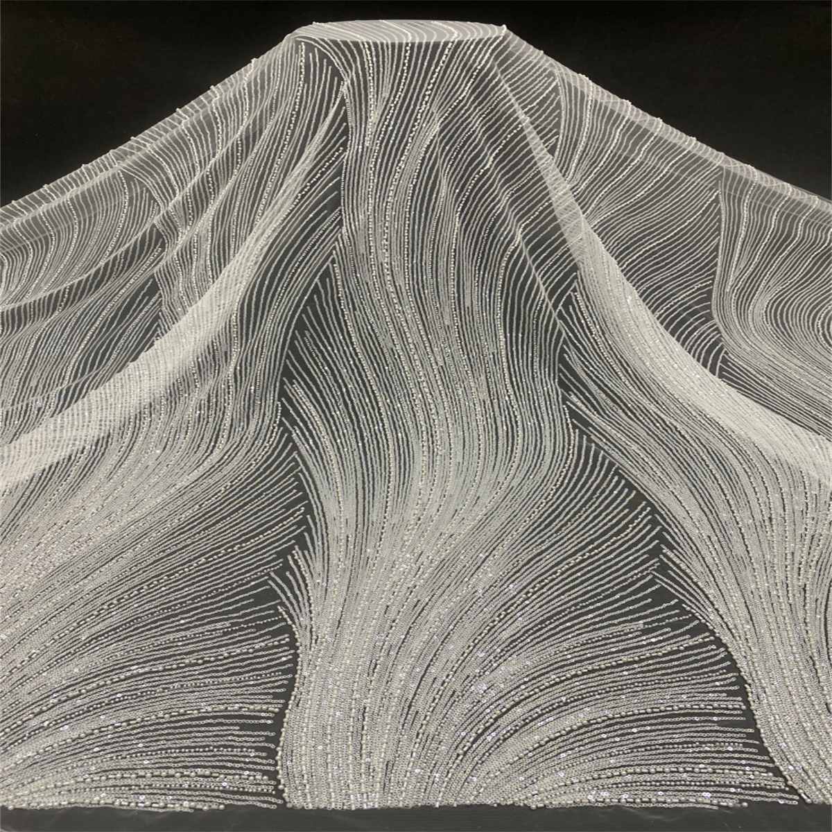 1 Yard Pearl Beaded Bridal Lace Fabric – Luxury Wedding Gown and Bridal Dress Material