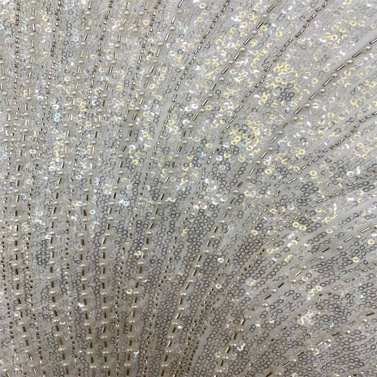 1 Yard Pearl Beaded Bridal Lace Fabric – Luxury Wedding Gown and Bridal Dress Material