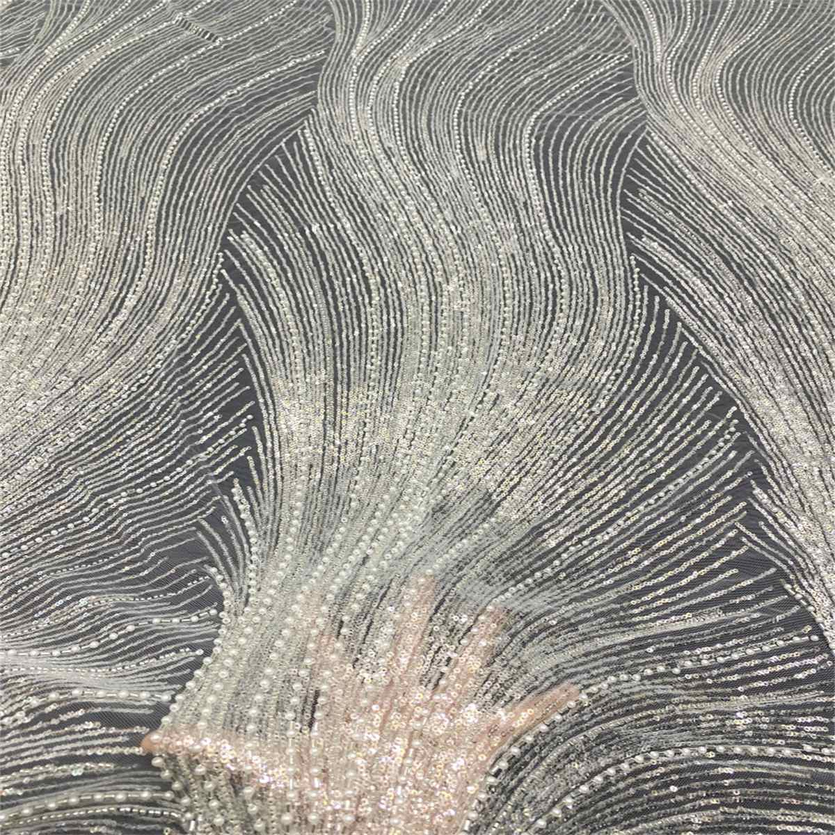1 Yard Pearl Beaded Bridal Lace Fabric – Luxury Wedding Gown and Bridal Dress Material