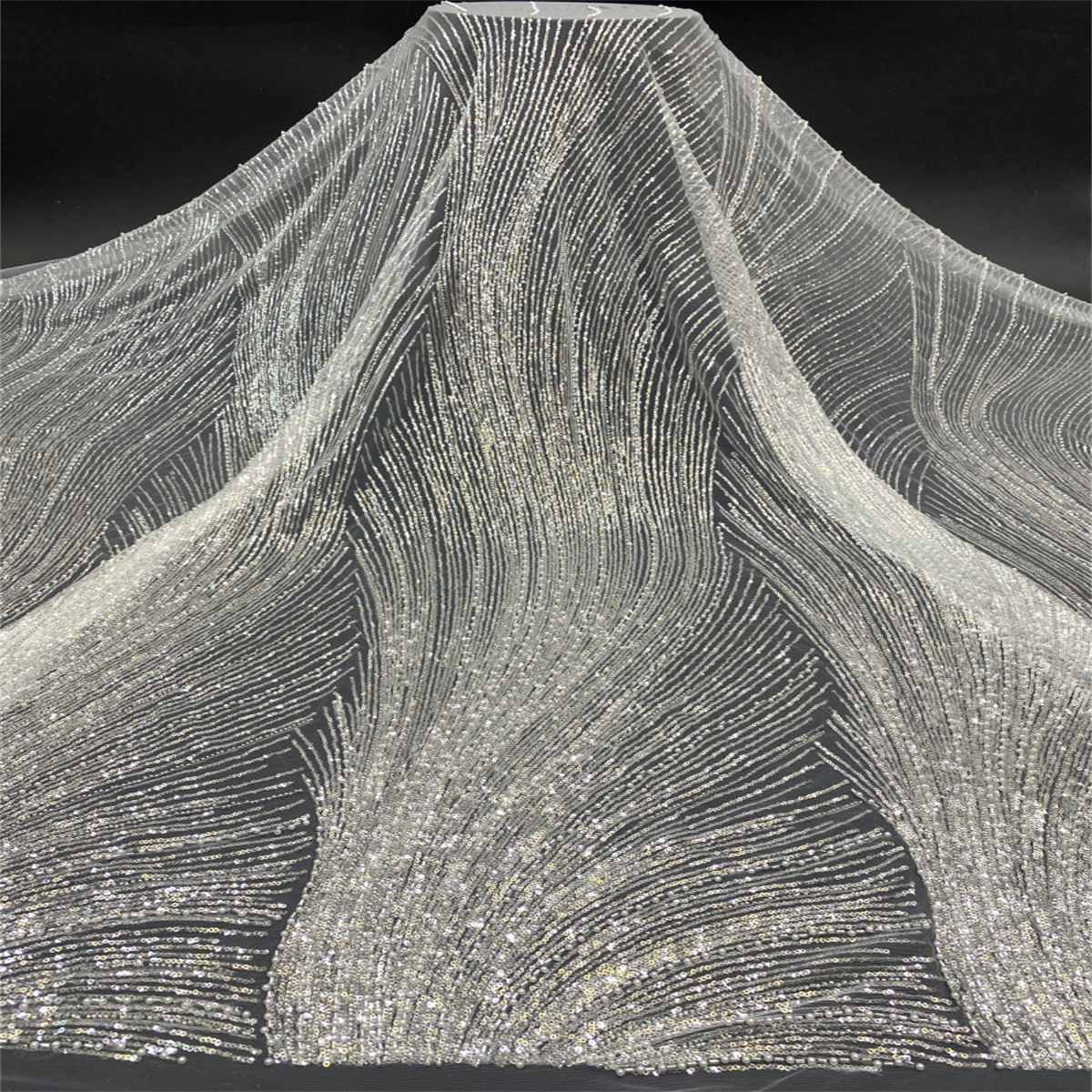 1 Yard Pearl Beaded Bridal Lace Fabric – Luxury Wedding Gown and Bridal Dress Material