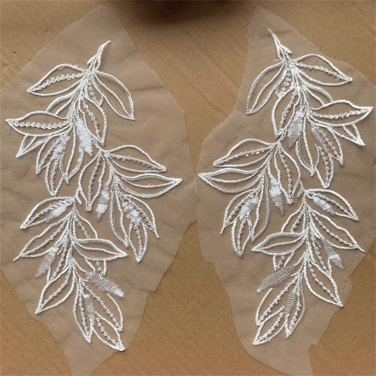 4 Pieces Wedding Lace Applique, Bridal Lace Applique, Embroidered Beaded Lace Appliques | Love in Lace | NO. SDY012