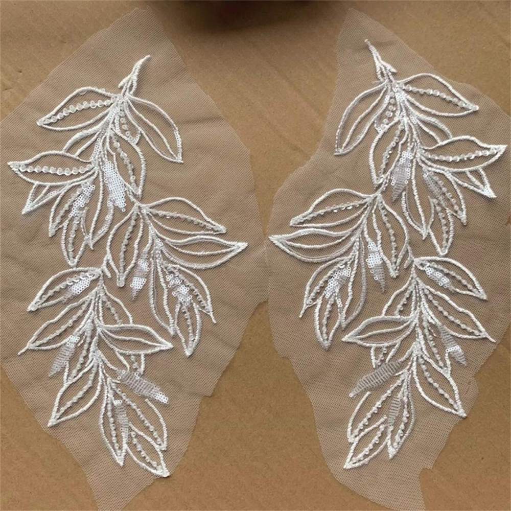 4 Pieces Wedding Lace Applique, Bridal Lace Applique, Embroidered Beaded Lace Appliques | Love in Lace | NO. SDY012
