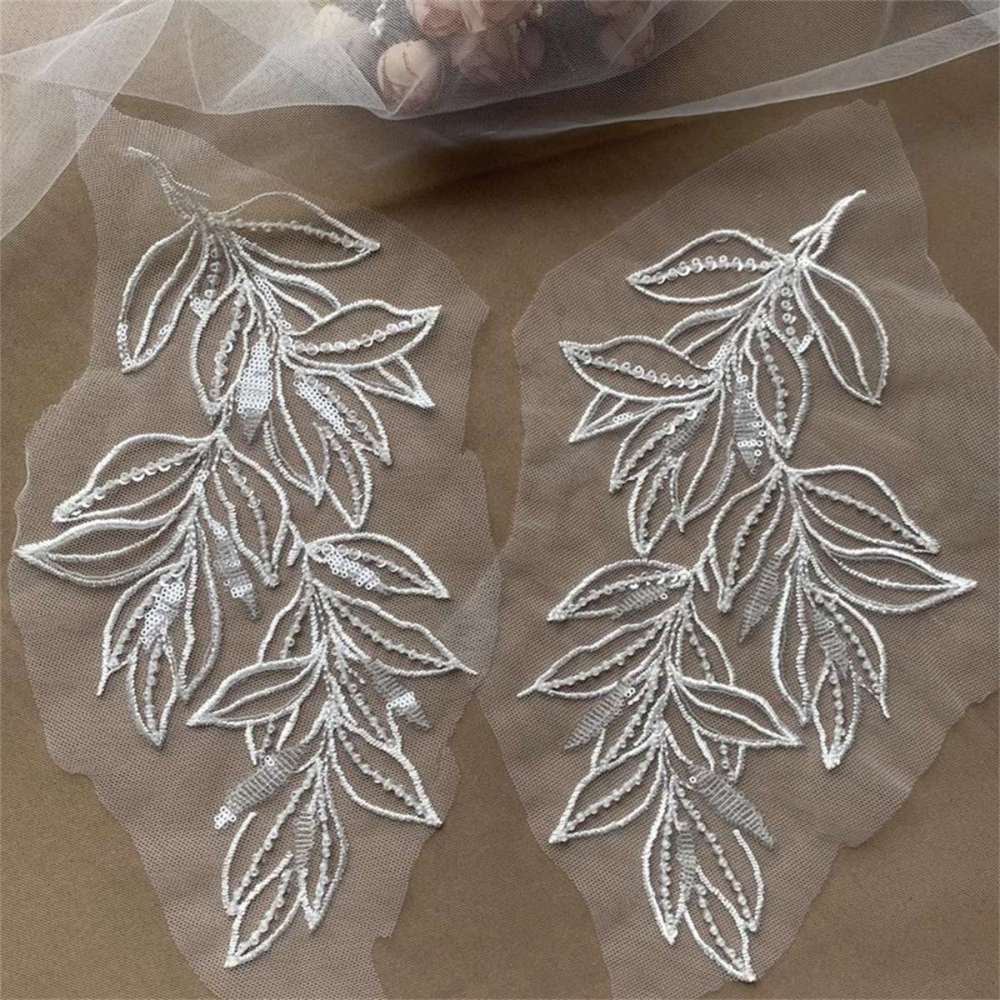 4 Pieces Wedding Lace Applique, Bridal Lace Applique, Embroidered Beaded Lace Appliques | Love in Lace | NO. SDY012