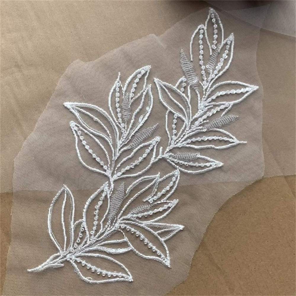 4 Pieces Wedding Lace Applique, Bridal Lace Applique, Embroidered Beaded Lace Appliques | Love in Lace | NO. SDY012