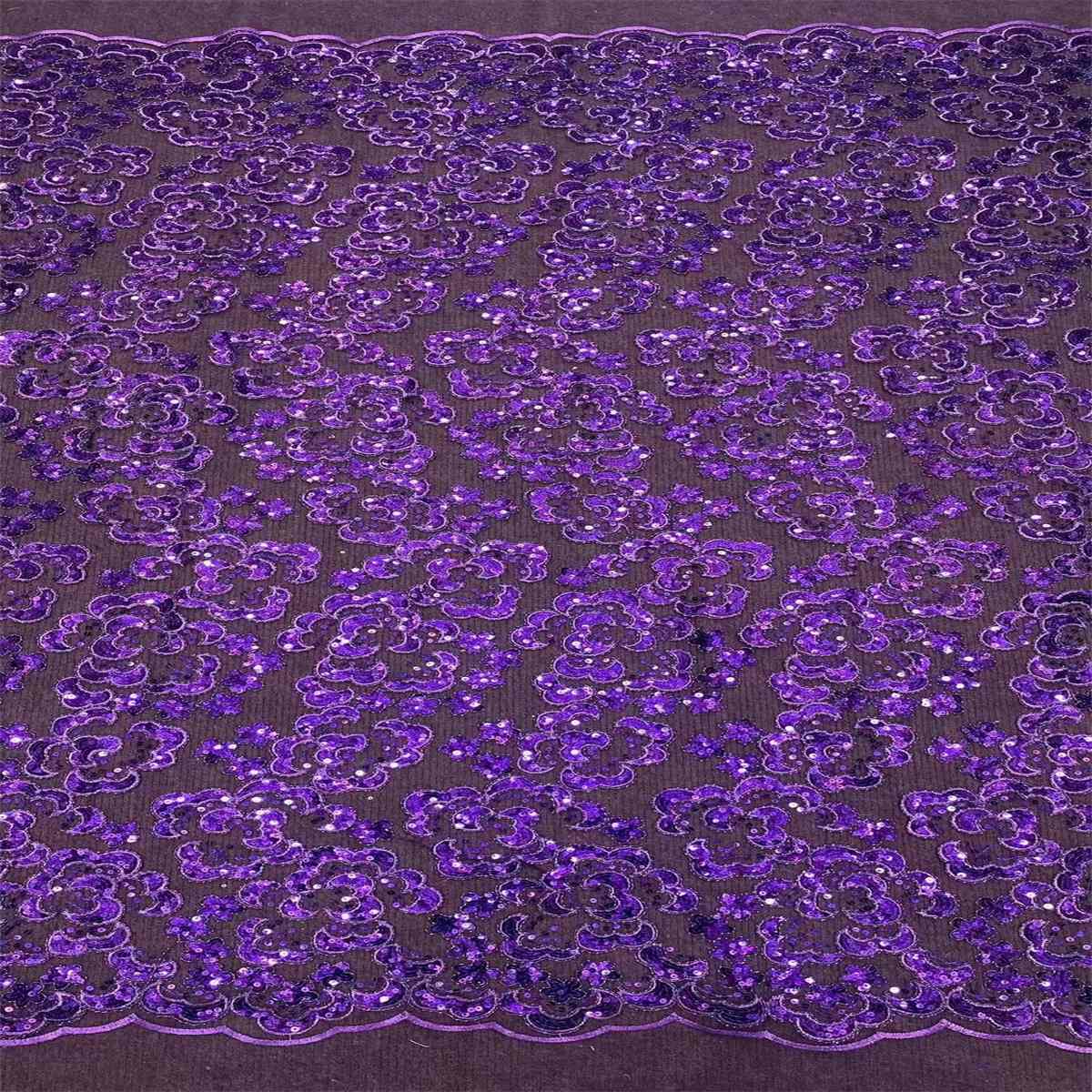 5 Yards Embroidered Sequin Fabric, Corded Embroidered Sequin Tulle Lace | Love in Lace | NO. ZT148