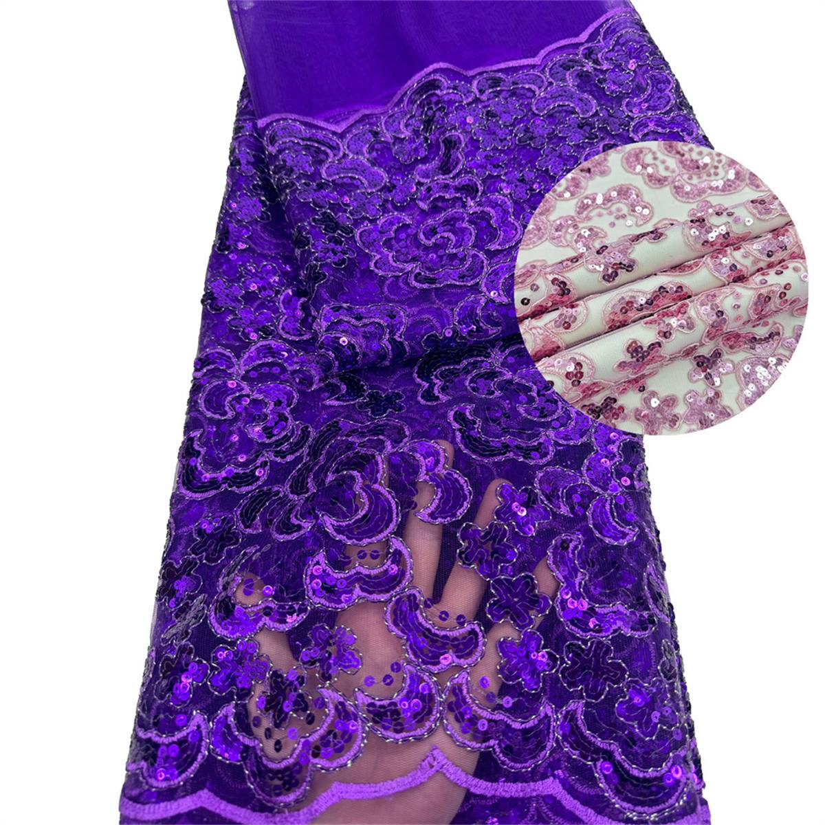 5 Yards Embroidered Sequin Fabric, Corded Embroidered Sequin Tulle Lace | Love in Lace | NO. ZT148