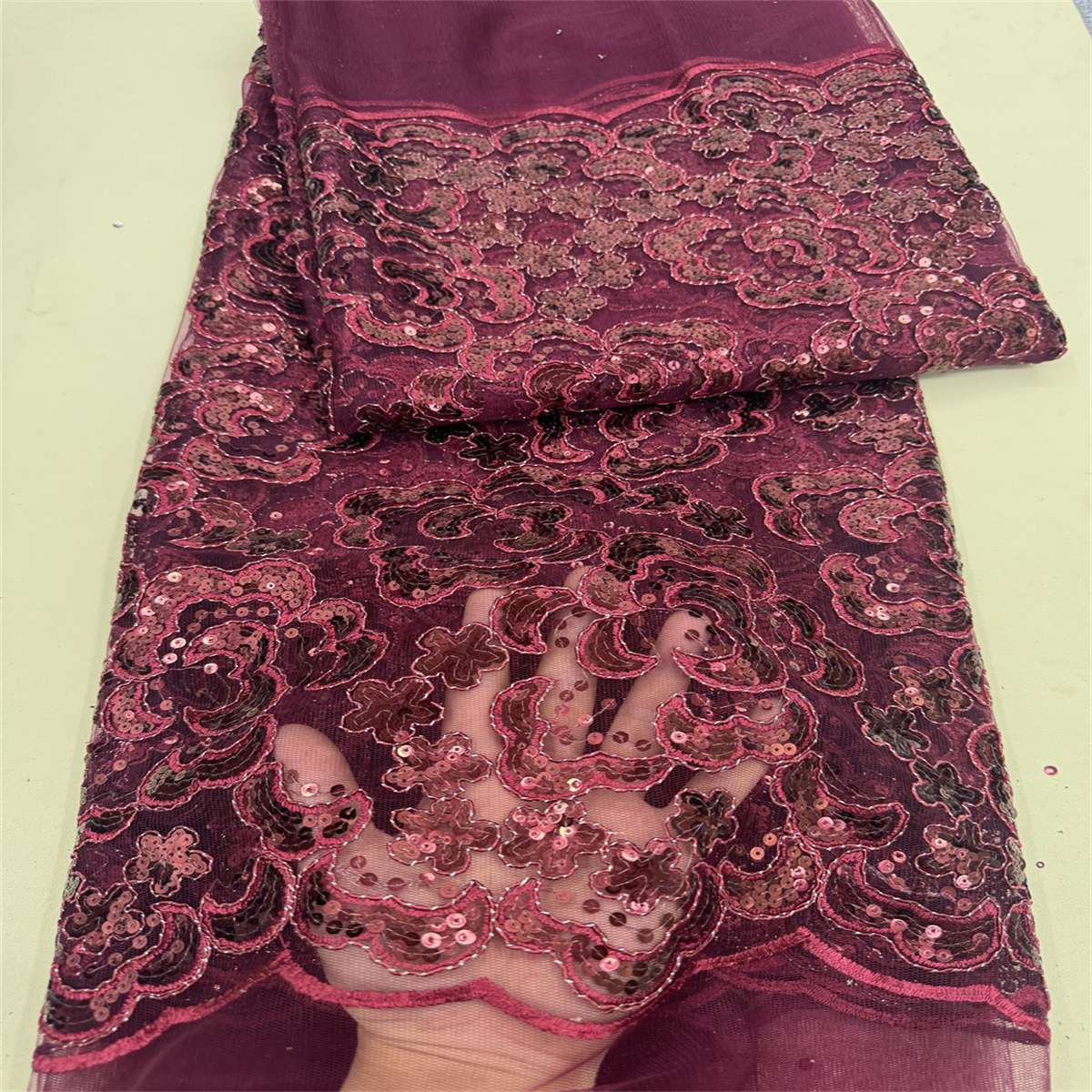 5 Yards Embroidered Sequin Fabric, Corded Embroidered Sequin Tulle Lace | Love in Lace | NO. ZT148