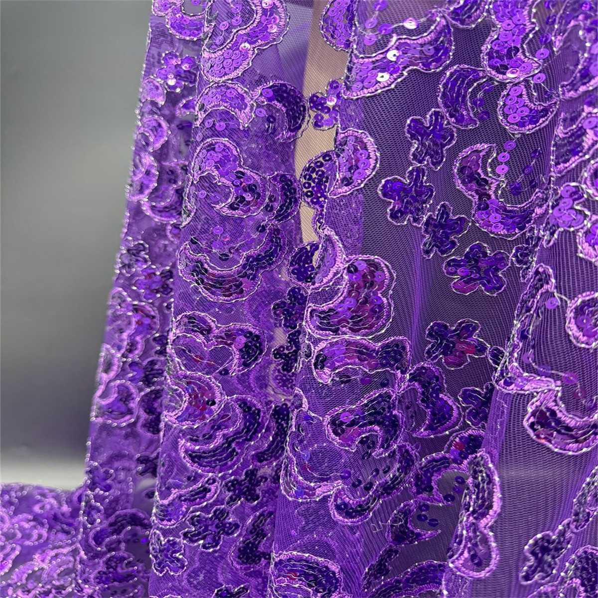 5 Yards Embroidered Sequin Fabric, Corded Embroidered Sequin Tulle Lace | Love in Lace | NO. ZT148