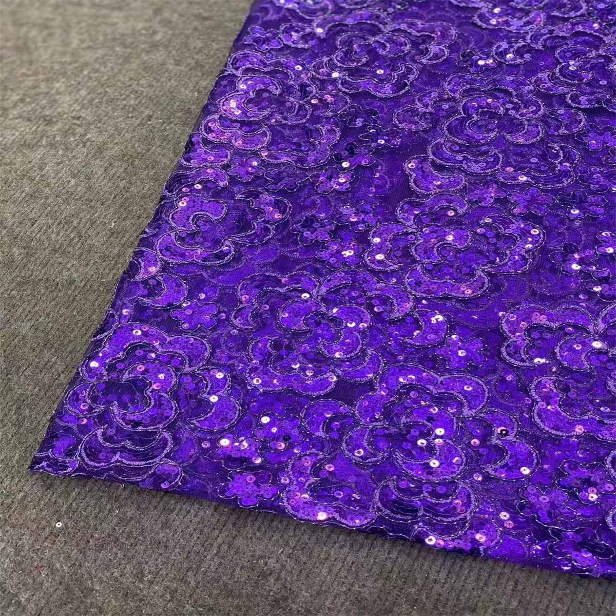 5 Yards Embroidered Sequin Fabric, Corded Embroidered Sequin Tulle Lace | Love in Lace | NO. ZT148