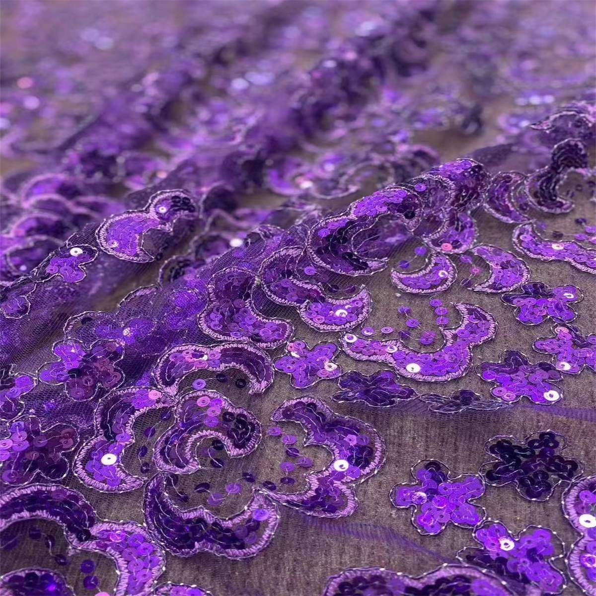 5 Yards Embroidered Sequin Fabric, Corded Embroidered Sequin Tulle Lace | Love in Lace | NO. ZT148
