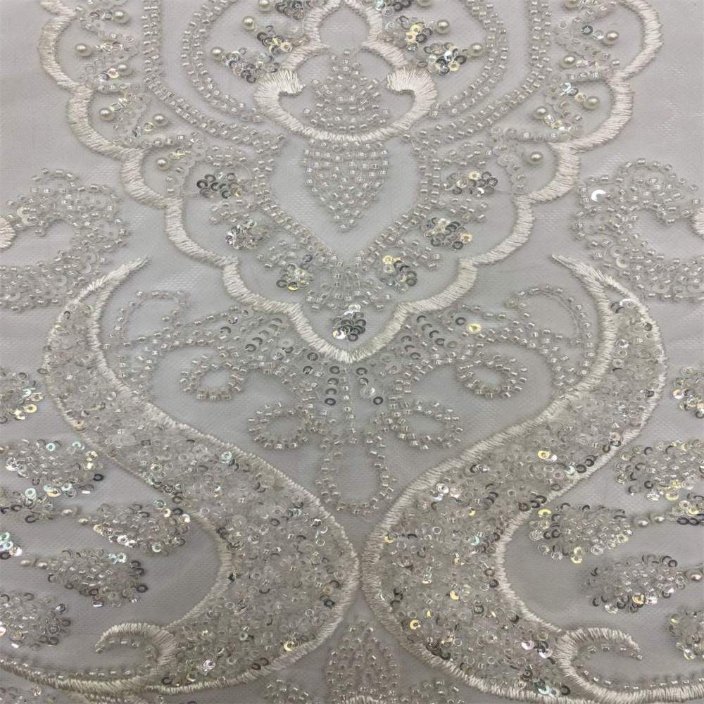 5 Yards Beaded Bridal Fabric, Embroidered Beaded Wedding Lace Fabric | Love in Lace | NO. TDD323