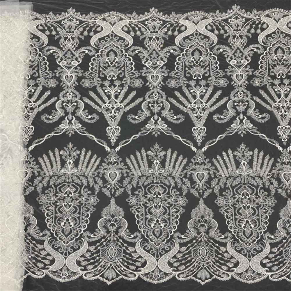 5 Yards Beaded Bridal Fabric, Embroidered Beaded Wedding Lace Fabric | Love in Lace | NO. TDD323