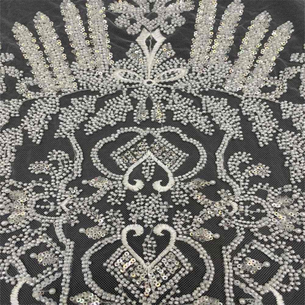 5 Yards Beaded Bridal Fabric, Embroidered Beaded Wedding Lace Fabric | Love in Lace | NO. TDD323