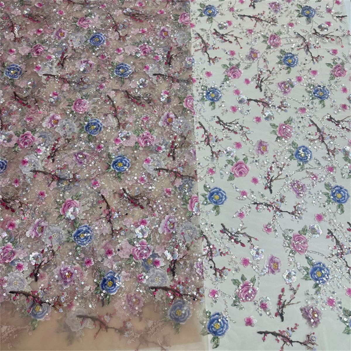 5 Yards Embroidered Sequin Fabric, Colorful Embroidered Sequin Beaded Tulle Lace | Love in Lace | NO. JX130