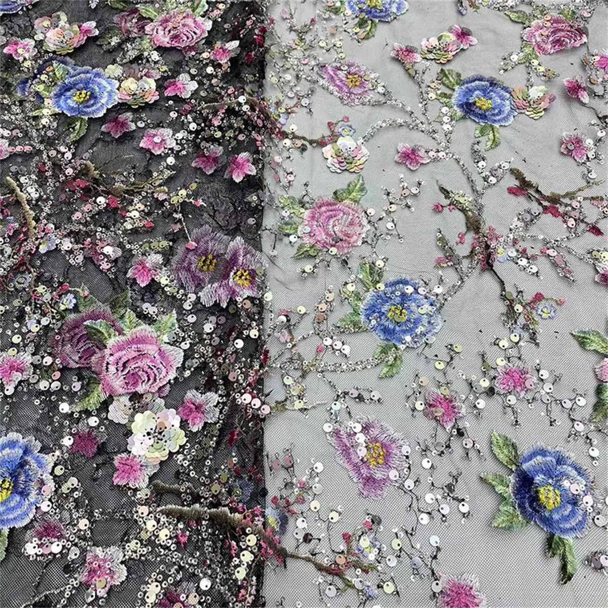 5 Yards Embroidered Sequin Fabric, Colorful Embroidered Sequin Beaded Tulle Lace | Love in Lace | NO. JX130