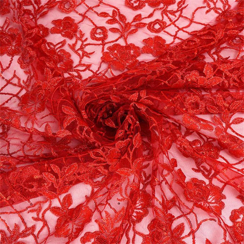 1 Yard Sequined Embroidered Lace Material Fabric