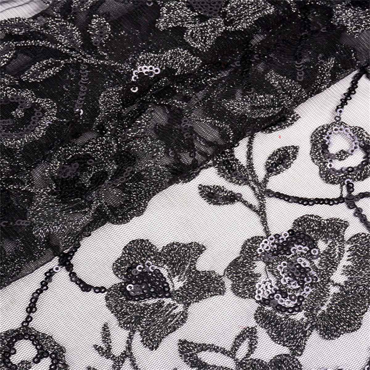 1 Yard Sequined Embroidered Lace Material Fabric