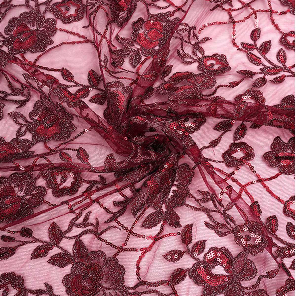 1 Yard Sequined Embroidered Lace Material Fabric