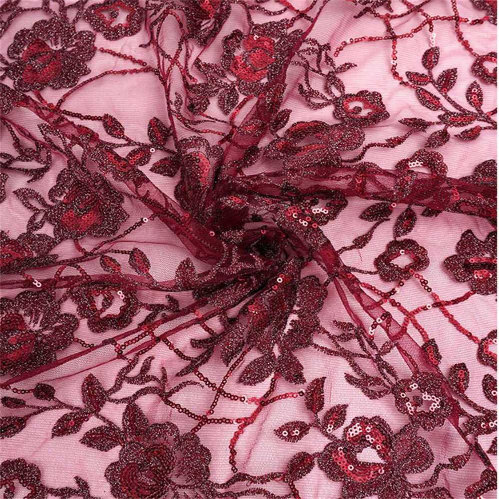 1 Yard Sequined Embroidered Lace Material Fabric