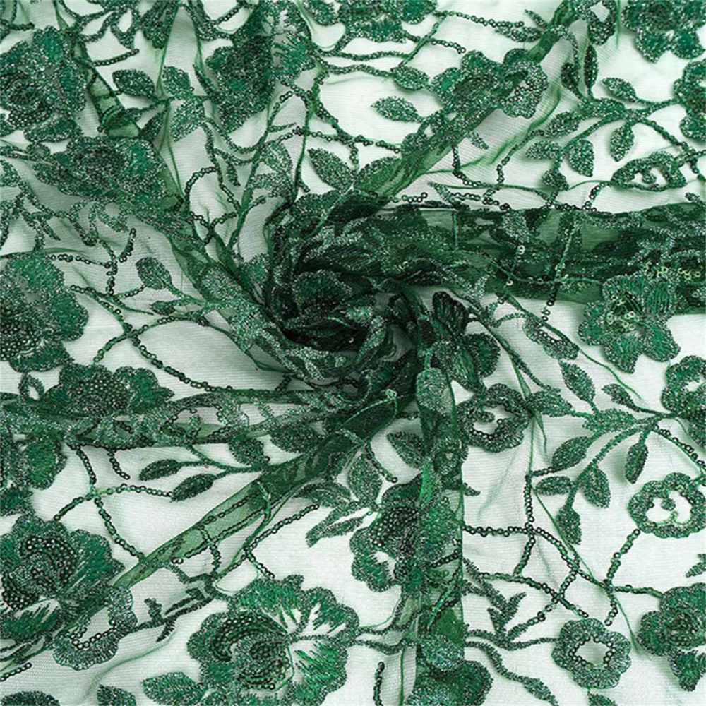 1 Yard Sequined Embroidered Lace Material Fabric