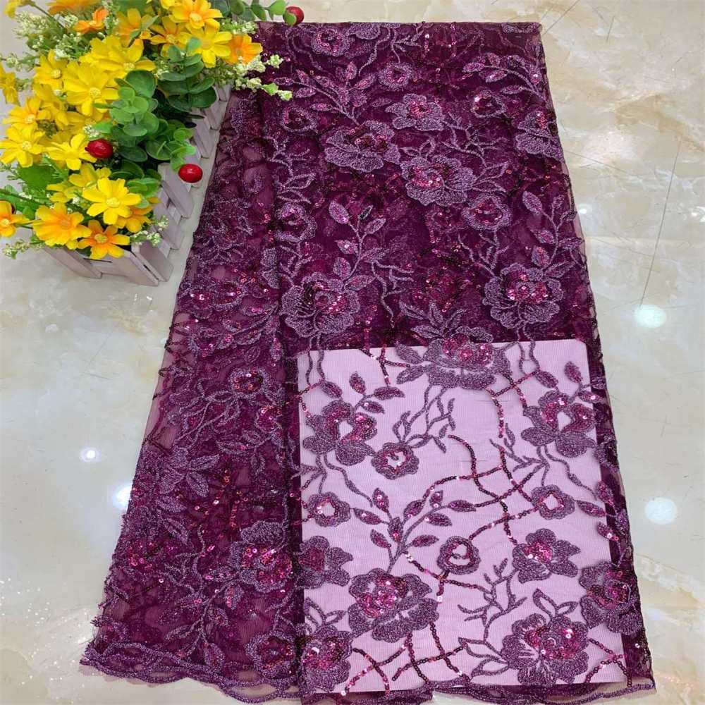 1 Yard Sequined Embroidered Lace Material Fabric
