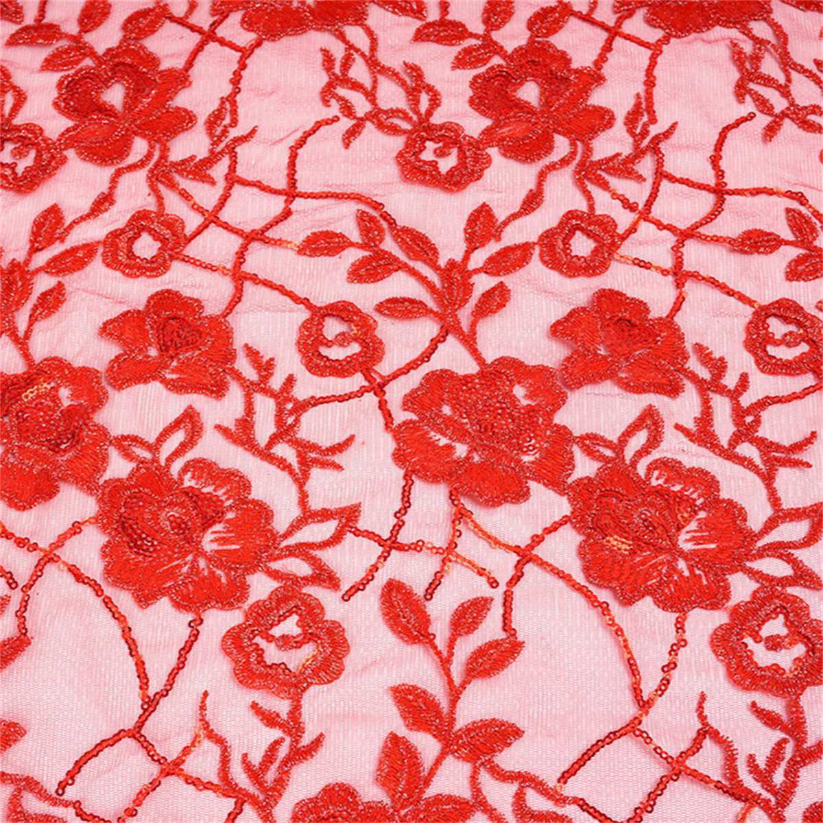 1 Yard Sequined Embroidered Lace Material Fabric