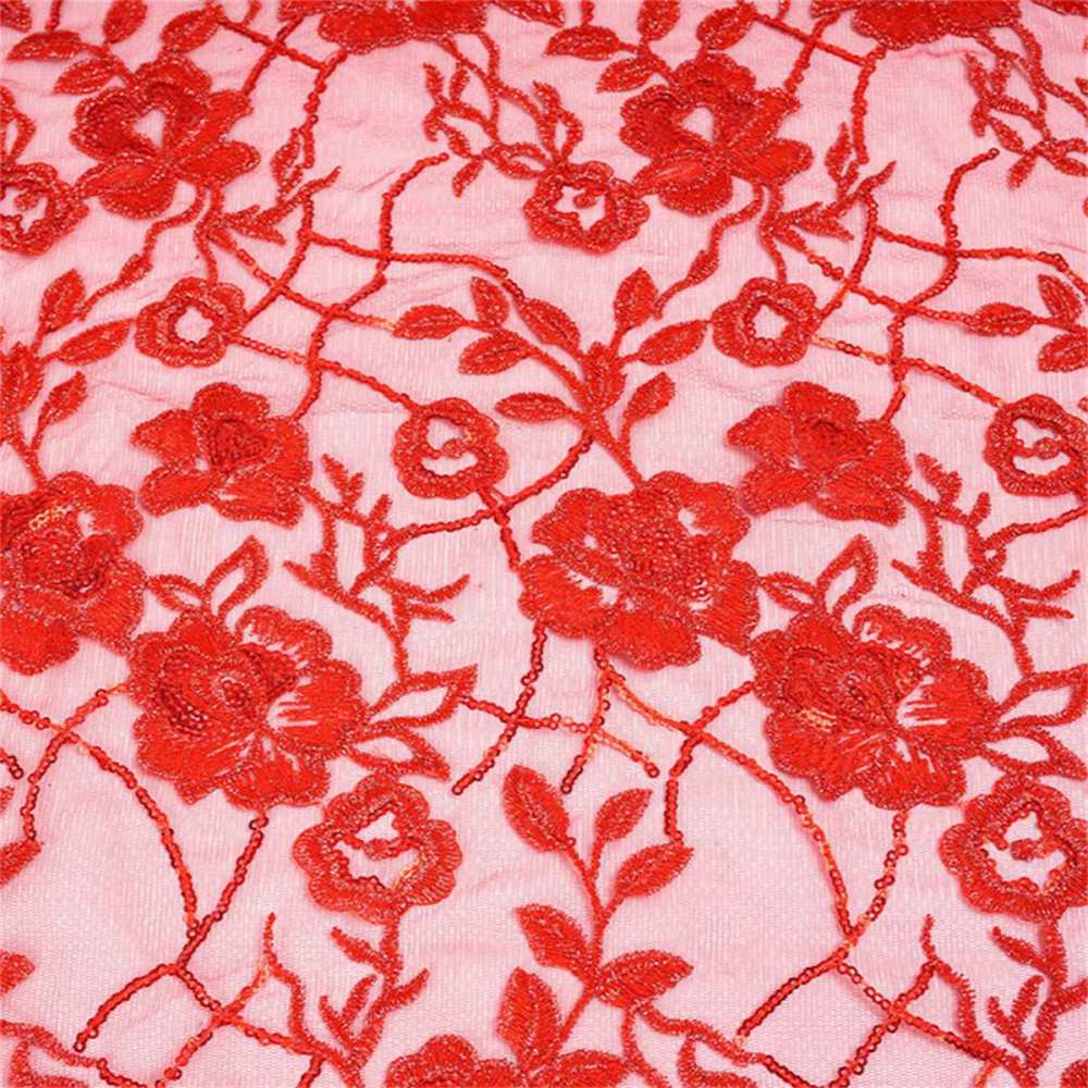 1 Yard Sequined Embroidered Lace Material Fabric