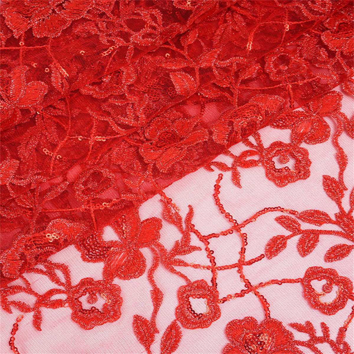 1 Yard Sequined Embroidered Lace Material Fabric