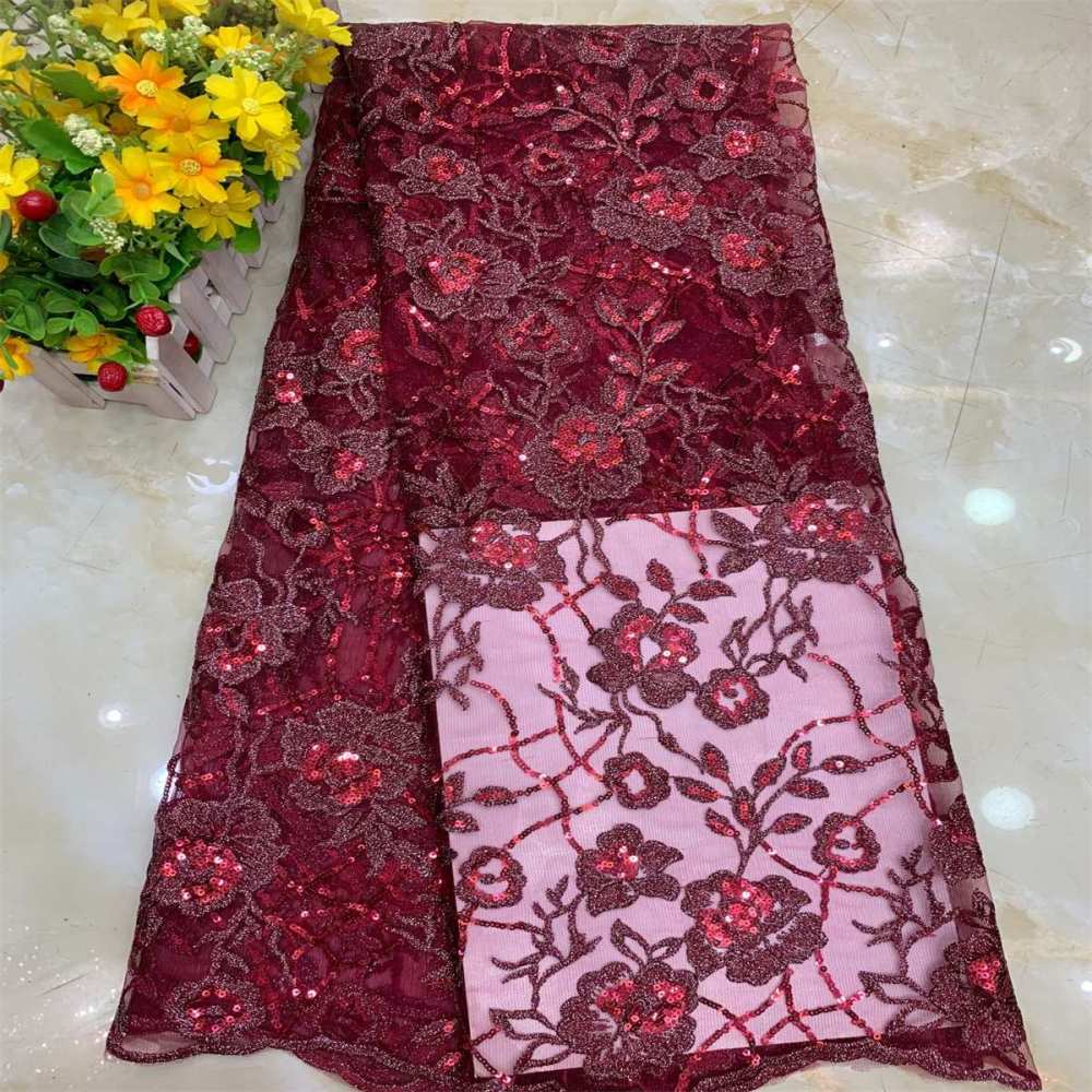 1 Yard Sequined Embroidered Lace Material Fabric