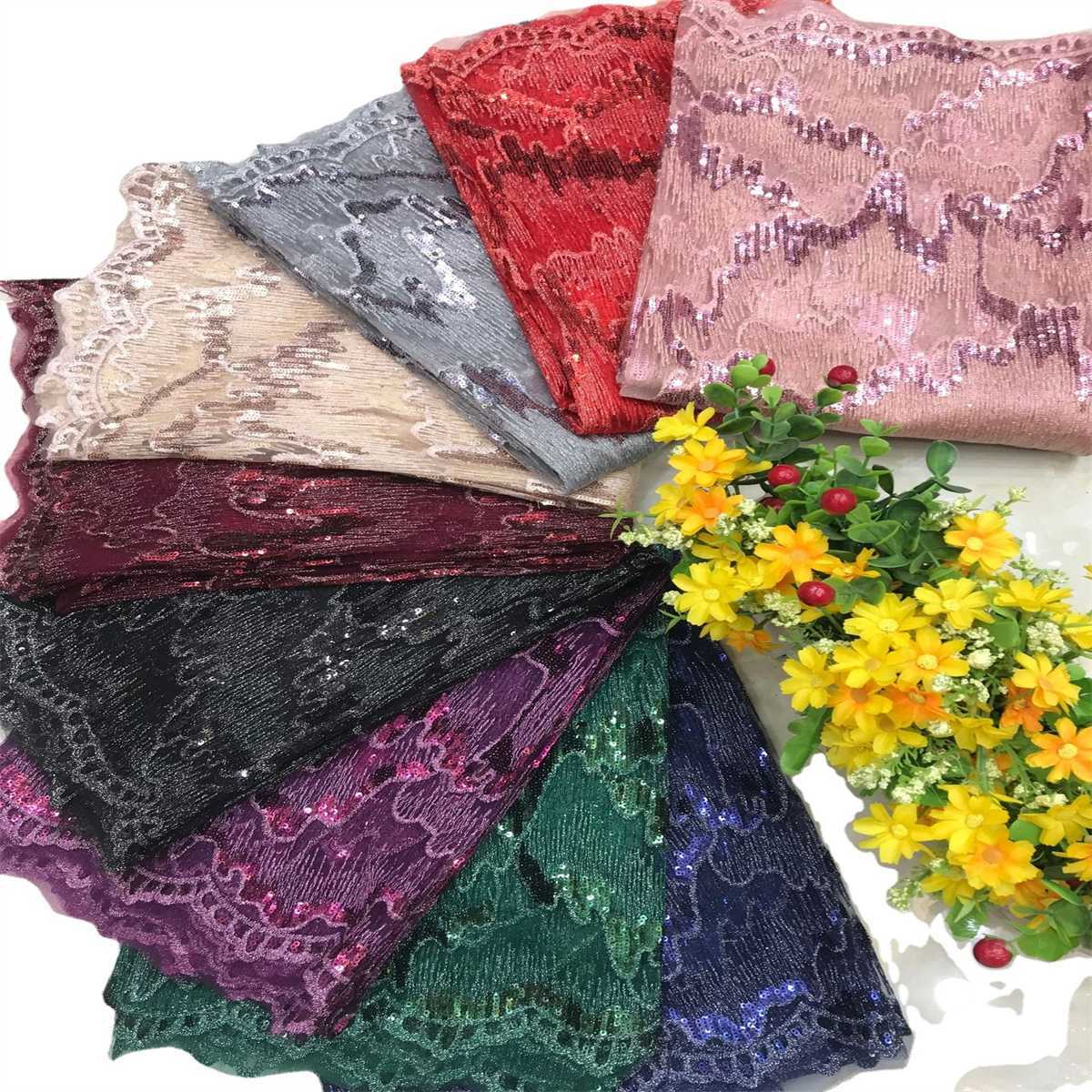 5 Yards Embroidered Sequin Fabric, Embroidered Tulle Lace Fabric, Embellished with Sequins | Ref. DX037