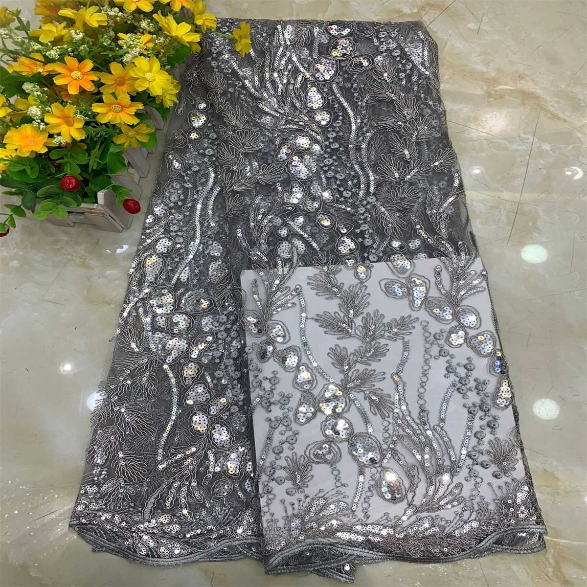5 Yards Embroidered Sequin Fabric, Corded Embroidered Sequin Tulle Lace | Love in Lace | NO. DX039