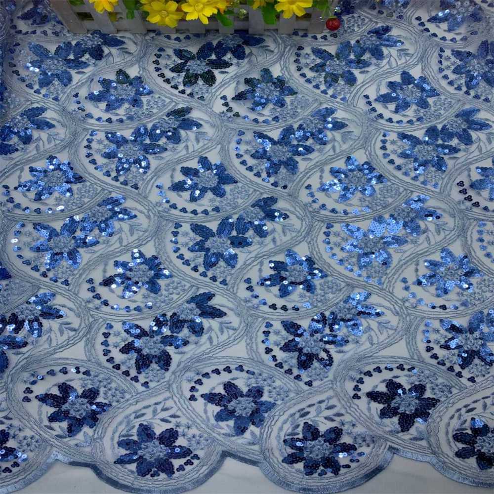 5 Yards Embroidered Sequin Fabric, Corded Embroidered Sequin Tulle Lace | Love in Lace | NO. JS006
