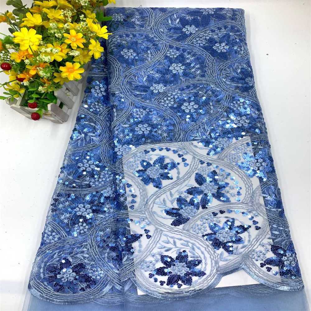 5 Yards Embroidered Sequin Fabric, Corded Embroidered Sequin Tulle Lace | Love in Lace | NO. JS006