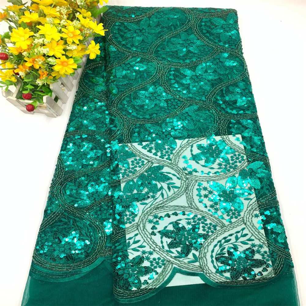 5 Yards Embroidered Sequin Fabric, Corded Embroidered Sequin Tulle Lace | Love in Lace | NO. JS006