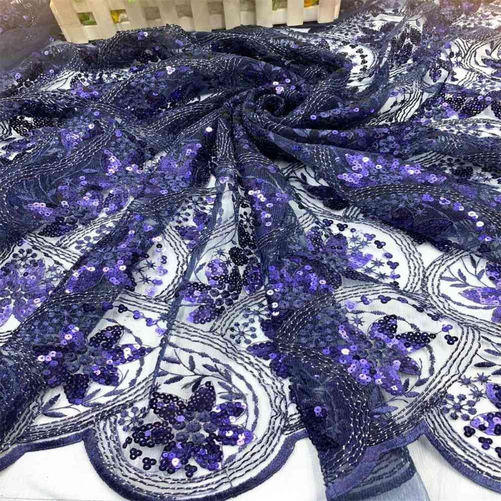 5 Yards Embroidered Sequin Fabric, Corded Embroidered Sequin Tulle Lace | Love in Lace | NO. JS006