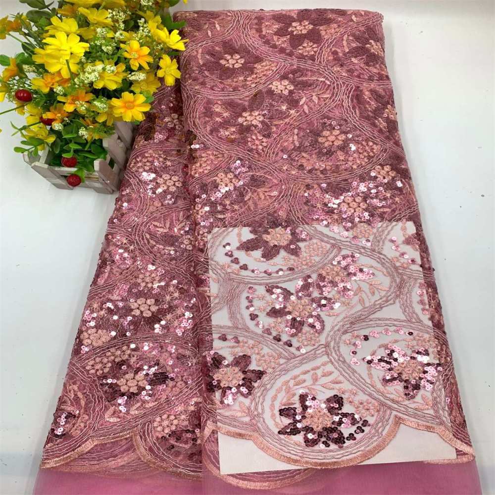 5 Yards Embroidered Sequin Fabric, Corded Embroidered Sequin Tulle Lace | Love in Lace | NO. JS006