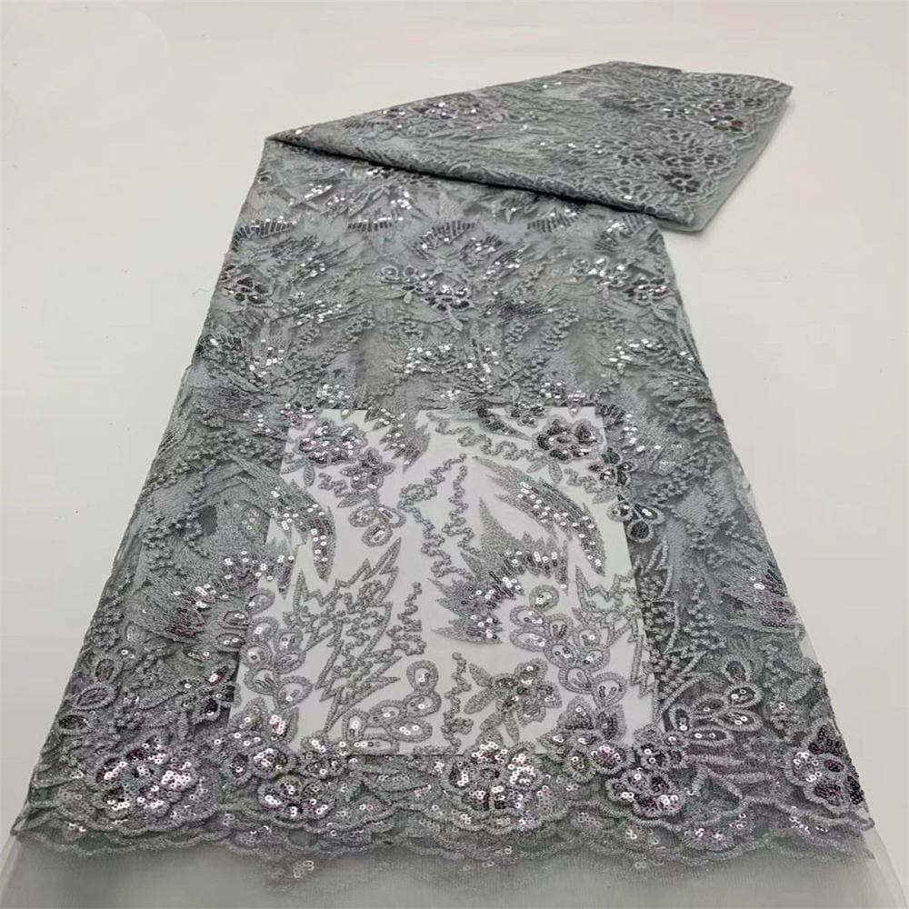 5 Yards Embroidered Sequin Fabric, Embroidered Sequin Tulle Lace | Love in Lace | NO. JS018
