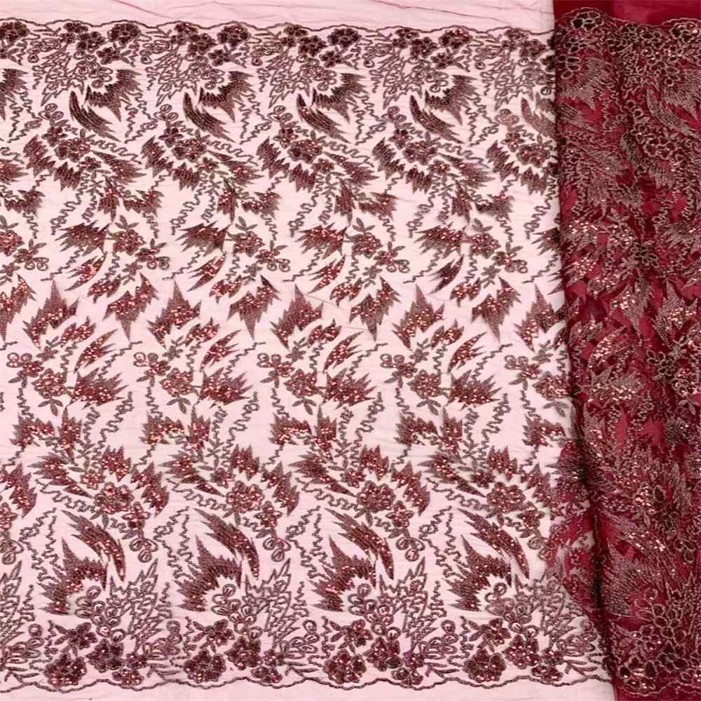 5 Yards Embroidered Sequin Fabric, Embroidered Sequin Tulle Lace | Love in Lace | NO. JS018