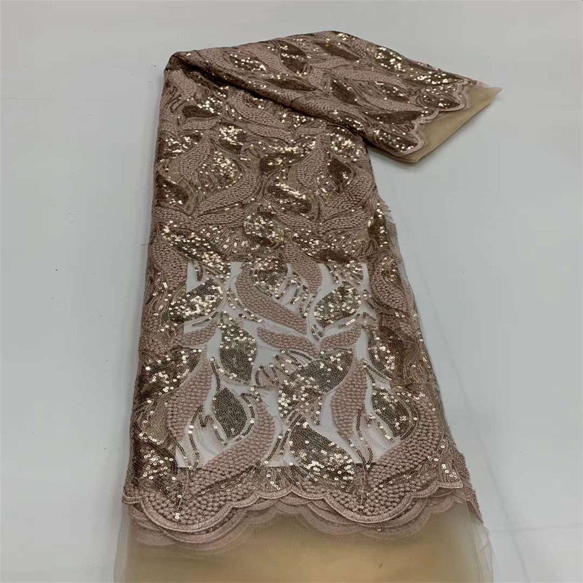 5 Yards Embroidered Sequin Fabric, Embroidered Sequin Tulle Lace | Love in Lace | NO. JX123