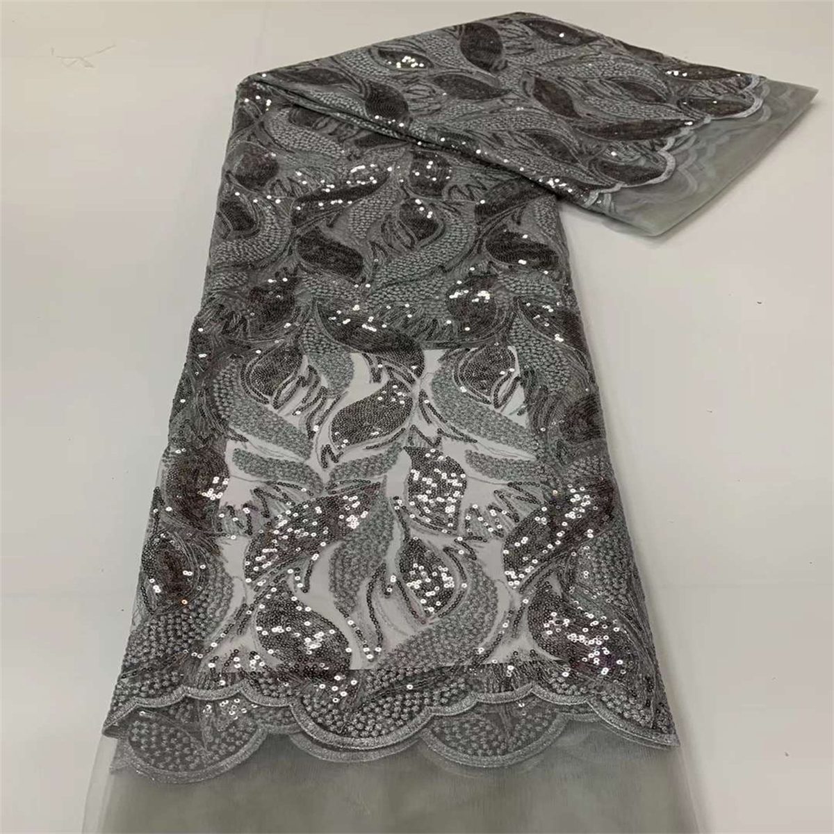 5 Yards Embroidered Sequin Fabric, Embroidered Sequin Tulle Lace | Love in Lace | NO. JX123