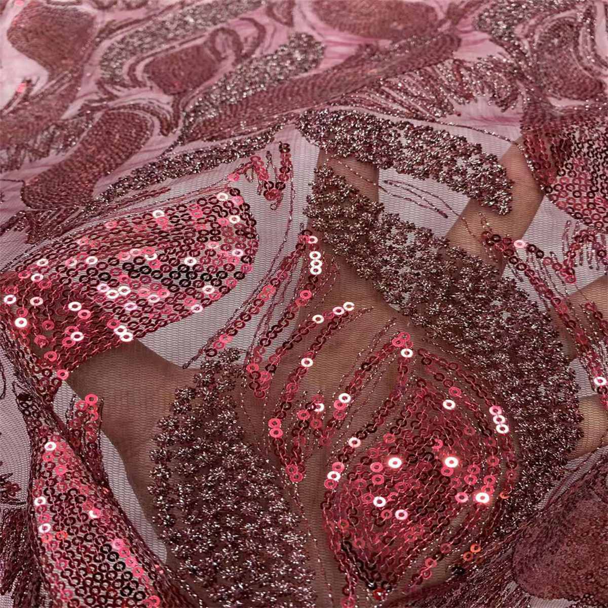 5 Yards Embroidered Sequin Fabric, Embroidered Sequin Tulle Lace | Love in Lace | NO. JX123