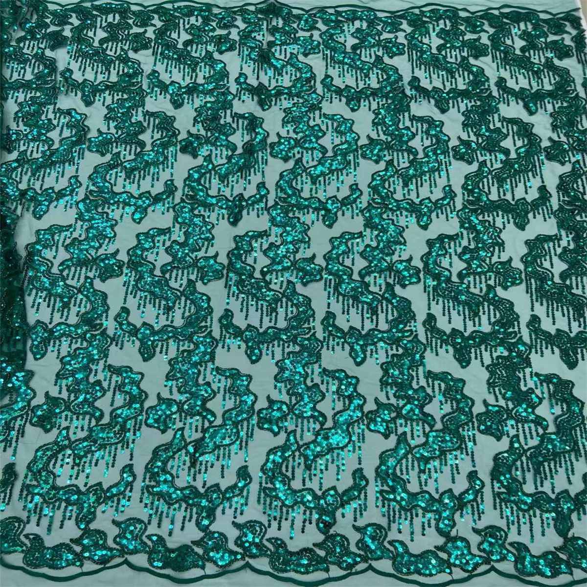 5 Yards Embroidered Sequin Fabric, Corded Embroidered Sequin Tulle Lace | Love in Lace | NO. JX289