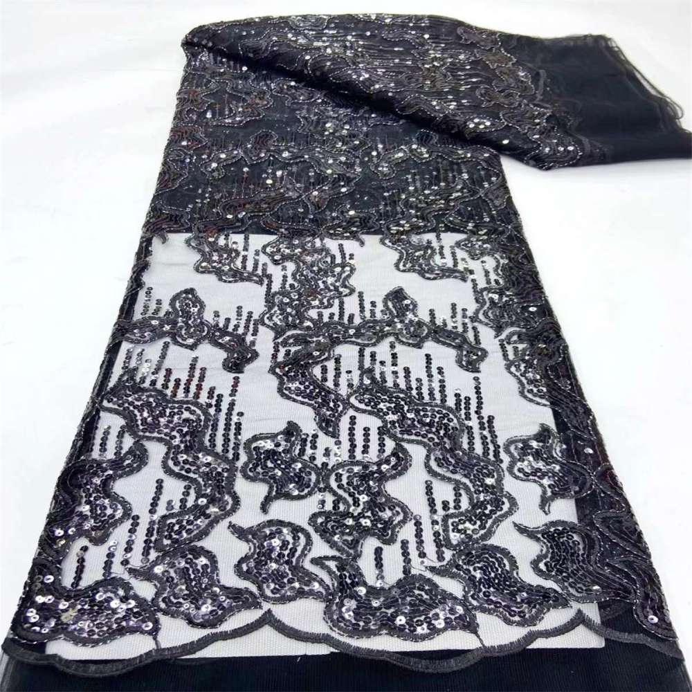 5 Yards Embroidered Sequin Fabric, Corded Embroidered Sequin Tulle Lace | Love in Lace | NO. JX289