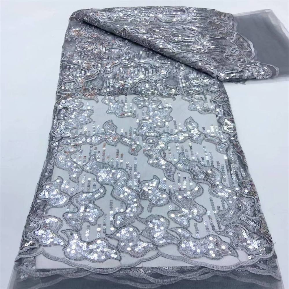 5 Yards Embroidered Sequin Fabric, Corded Embroidered Sequin Tulle Lace | Love in Lace | NO. JX289