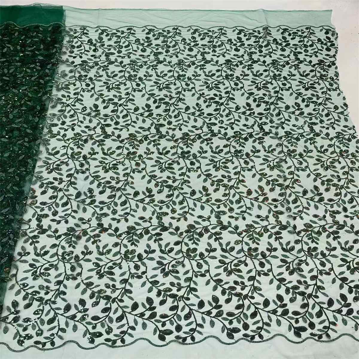 5 Yards Embroidered Sequin Fabric, Embroidered Sequin Tulle Lace | Love in Lace | NO. JX346