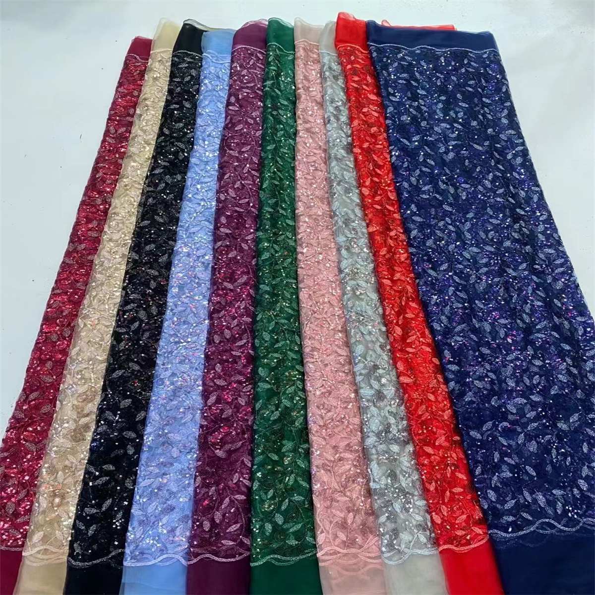 5 Yards Embroidered Sequin Fabric, Embroidered Sequin Tulle Lace | Love in Lace | NO. JX346